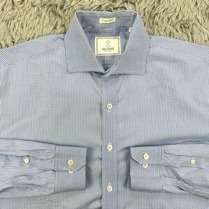 Todd Snyder Shirt Mens 16.5-34/35 Blue Gingham Check Cutaway Collar 2-ply Cotton